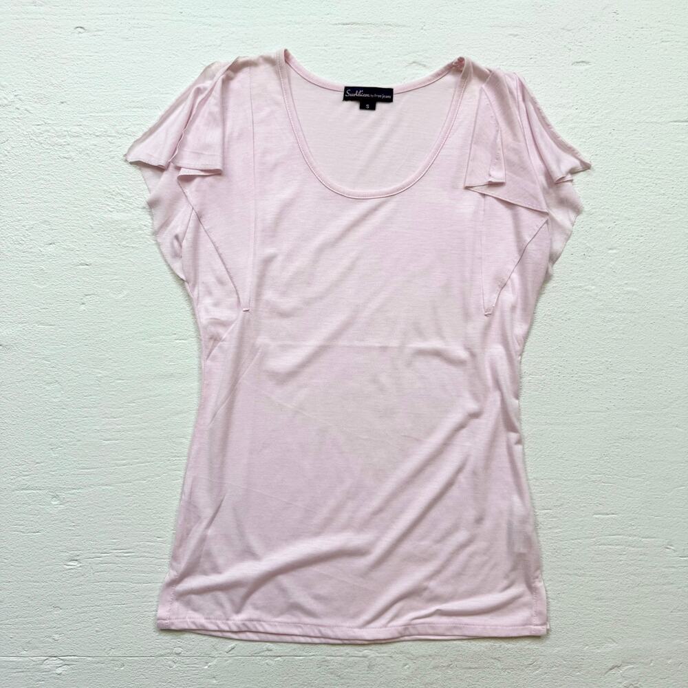 ScarleTiana by True Jeans Light Pink Knit Butterfly Top, Size Small